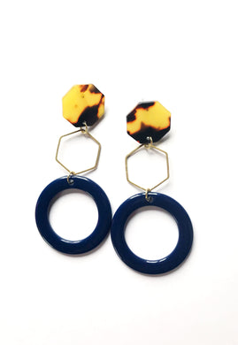 Navy & Brass Hoops