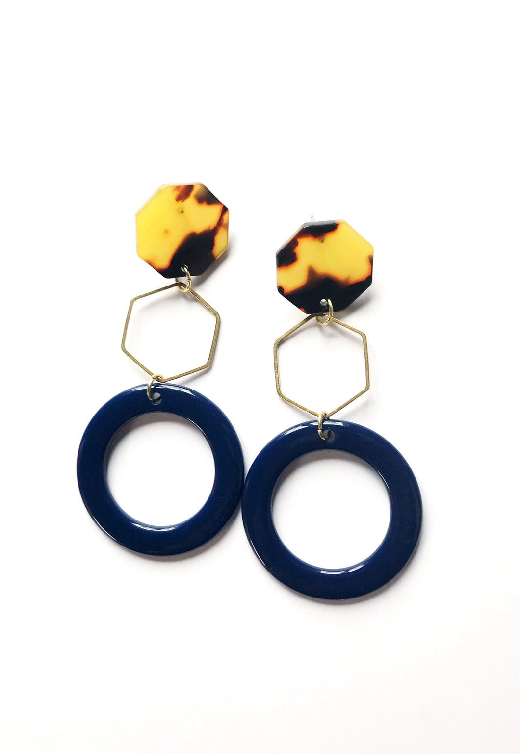 Navy & Brass Hoops